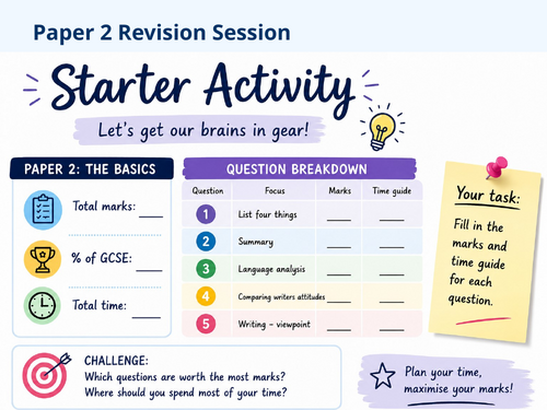 Paper 2 Revision GCSE English Language | Teaching Resources