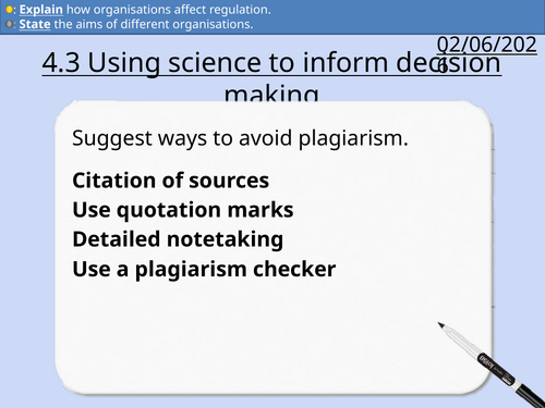 OCR AAQ in Applied Science: 4.3 Using science to inform decision making