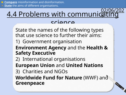 OCR AAQ in Applied Science: 4.4 Problems with communicating science