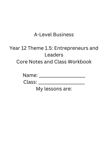 A-Level Business Edexcel Theme 1 Booklets