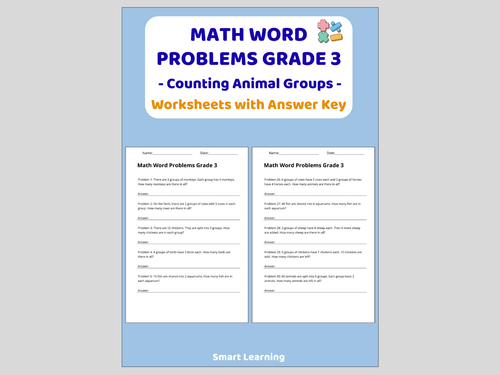 Math Word Problems for 3rd Grade – Animal Groups (30 Problems and Solutions)