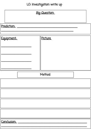 Year 2 Absorbency Investigation Write-Up Sheet