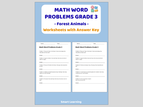 Math Word Problems for 3rd Grade – Forest Animals (30 Problems and Solutions)