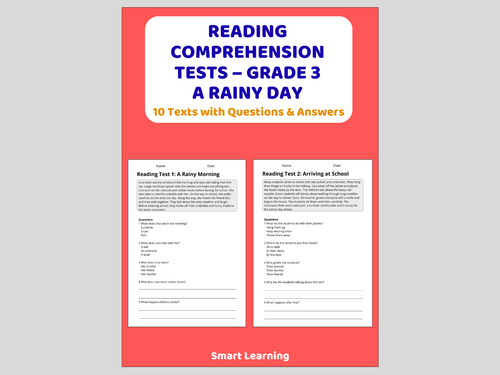 A Rainy Day Reading Comprehension 91����ts | Grade 3 Reading Assessments