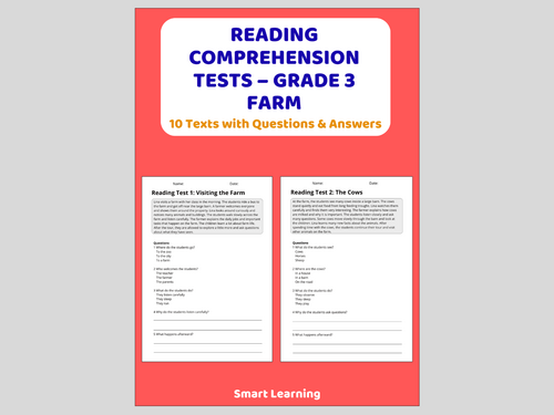 Farm Reading Comprehension 91����ts | Grade 3 Reading Assessments