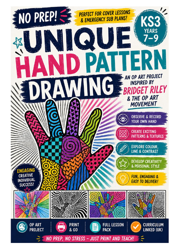 KS3 Art Cover Lesson. No Prep. Op Art Hands | Teaching Resources