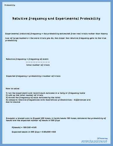 Relative frequency and Experimental probability - GCSE probability