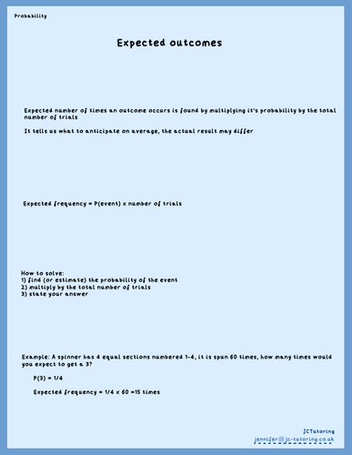 Expected outcomes - GCSE probability