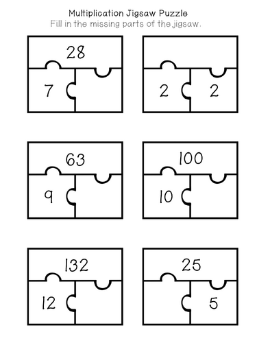 Multiplication and Division Quick Recall Jigsaw Puzzle Worksheets ...
