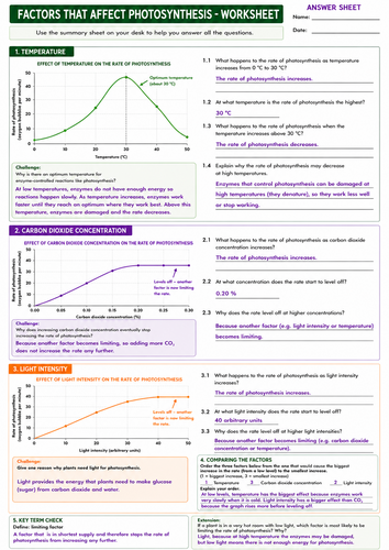 AQA GCSE Biology B4 Bioenergetics: Factors Affecting Photosynthesis ...
