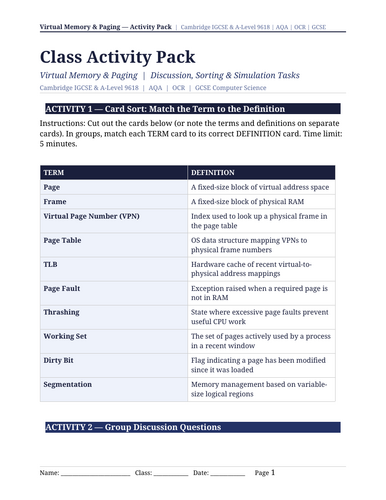 Virtual Memory & Paging | Cambridge IGCSE, AS/ A Level | PPT ...