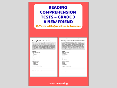 A New Friend Reading Comprehension 91����ts | Grade 3 Reading Assessments