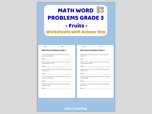 Math Word Problems for 3rd Grade – Fruits (30 Problems and Solutions)