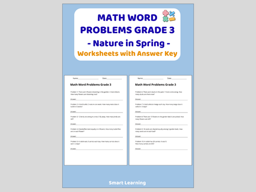 Math Word Problems for 3rd Grade – Nature in Spring (30 Problems and Solutions)