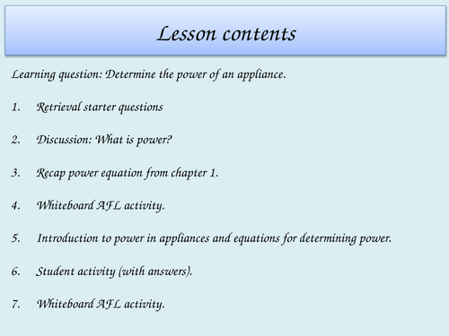 AQA P5.3 Electrical power and potential difference