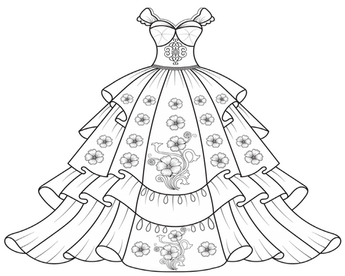 princess dress colouring pages Princess Dress Coloring Pages
