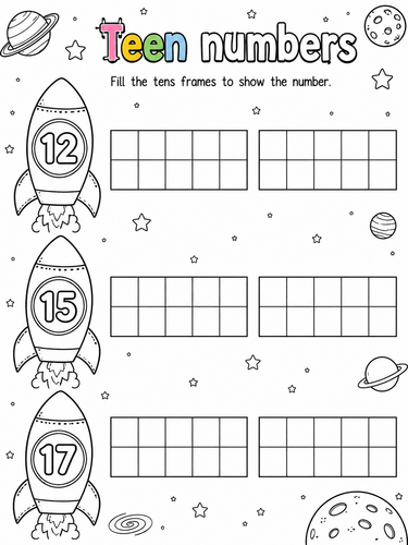 Eyfs year 1 teen numbers rocket activity | Teaching Resources