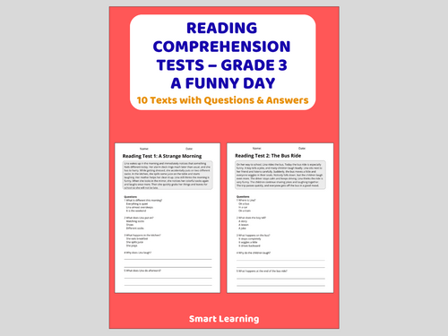 A Funny Day Reading Comprehension 91����ts | Grade 3 Reading Assessments