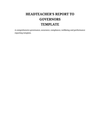 Governors report template | Teaching Resources
