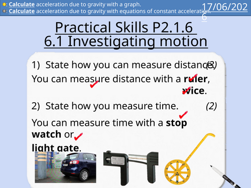 OCR AAQ in Applied Science: Investigating Motion Practical Activity