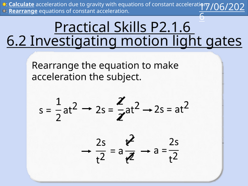 OCR AAQ in Applied Science: Investigating Motion Light Gates Practical Activity