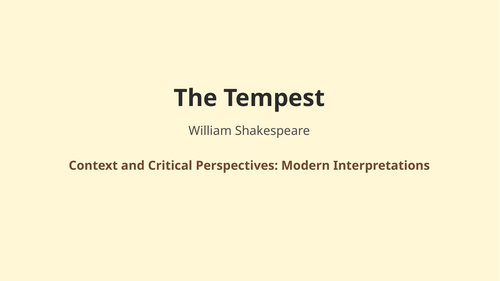 The Tempest - William Shakespeare – Modern Interpretations | Teaching ...