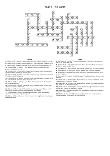 Revision Crosswords Activate 2 The Earth