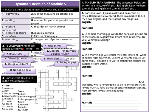 Dynamo 1 Module 5 (En ville) Revision Worksheet