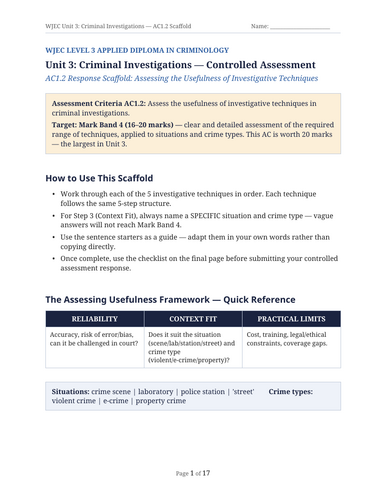 WJEC Criminology Unit 3: Complete Resource Pack (All ACs) | Teaching ...