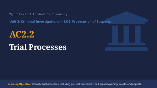 WJEC Criminology Unit 3: AC 2.2 UK Court Trial Processes | Teaching ...