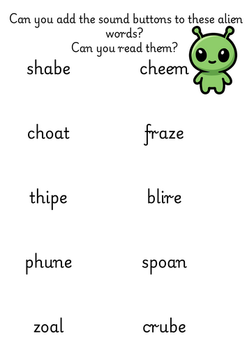 Alien word sound button activity | Teaching Resources