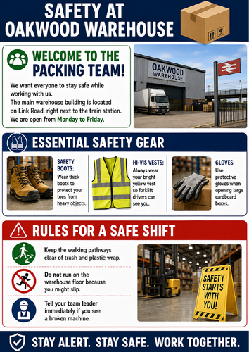 Functional Skills English Entry Level 1 Reading Assessment – Safety at Oakwood Warehouse