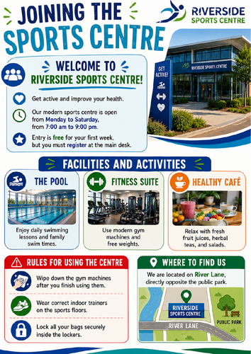 Functional Skills English Entry Level 1 Reading Assessment – Joining the Sports Centre