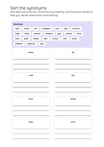 Synonym Card Game | Happy Families Style | Vocabulary & Word Choice ...