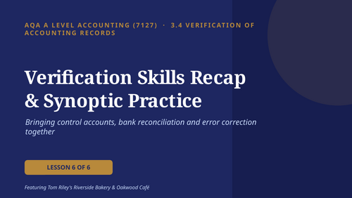 AQA A-level accountancy Verification of Accounting Records exam practice