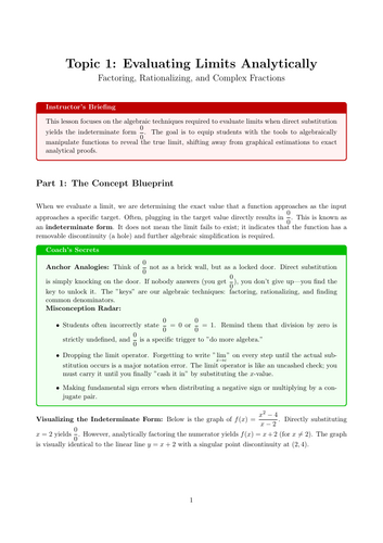 Limits: Factoring, Conjugates & Simplification | Calculus Cover Lesson