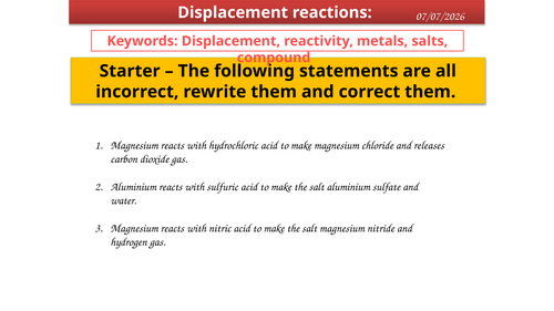 Displacement reactions (KS3)