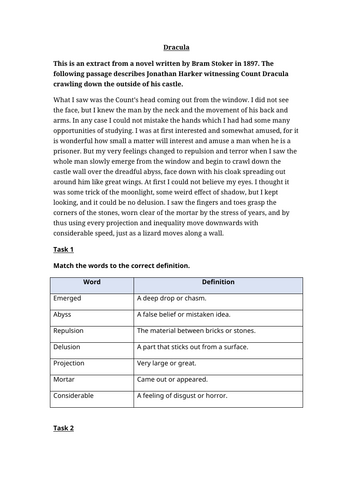 Dracula Worksheet