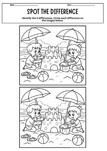 Spot the Difference Puzzle Summer End of Year Activities Brain Games ...