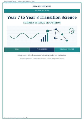 Science Summer Homework Booklet — Year 7 to Year 8 Transition — Core ...