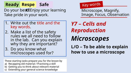Microscope and Cells - Key Stage 3 fully resources teaching package