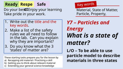 Particles - Keystage 3 Scheme of work - fully resourced