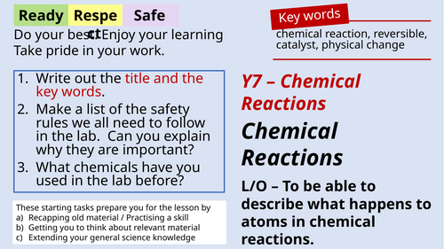 Chemical Reactions - Key stage 3 science scheme of work - Fully resourced