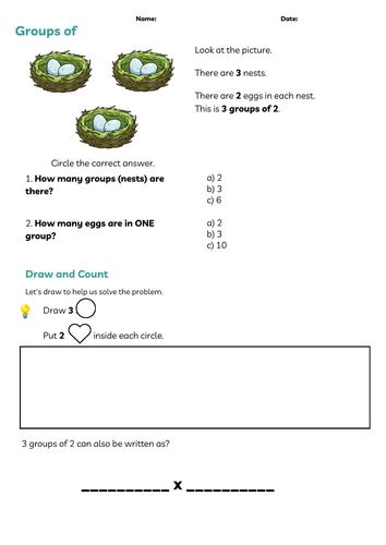 Groups Of Worksheet | Introduction to Multiplication | Teaching Resources