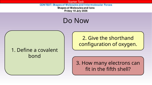 OCR A Level Chemistry Chapter 6 - Shapes of Molecules and Intermolecular Forces
