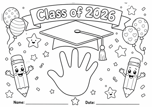Class of 2026 Handprint Keepsake Worksheet | Graduation Coloring Page ...
