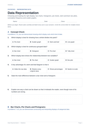 Data Representation Practice & Key