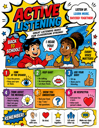 Active Listening I  Educational Poster
