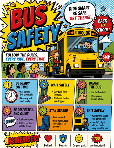 Bus Safety I  Educational Poster