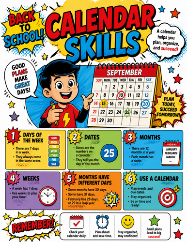 Calendar Skills I  Educational Poster